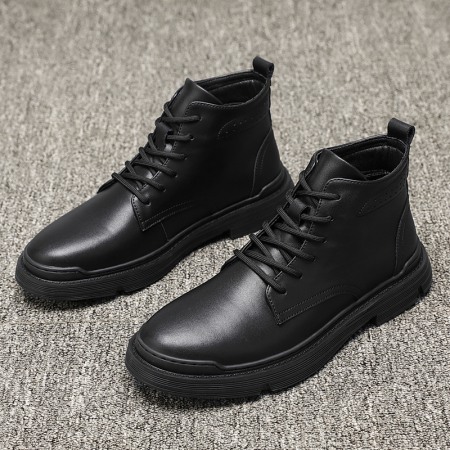 Martin Boots Men's Breathable High-Top Leather Shoes Middle Cut Mens Boots Tooling Boots Leather Boots Leather Short Boots